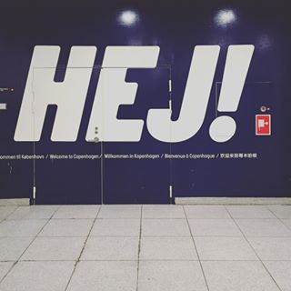 A "HEJ!" mural at the Copenhagen Airport