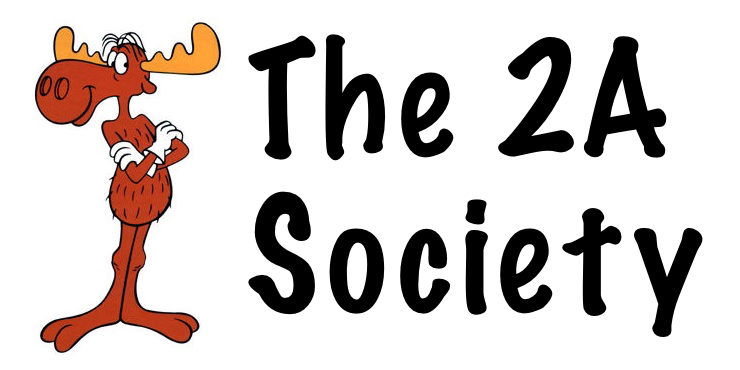 Bullwinkle the moose standing beside text reading 'The 2A Society'.