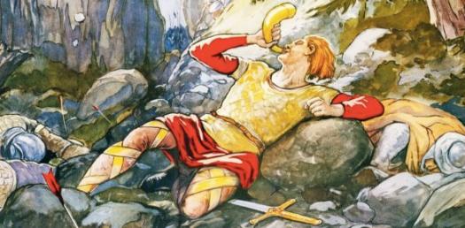 Brave, dying Roland, blowing his horn.